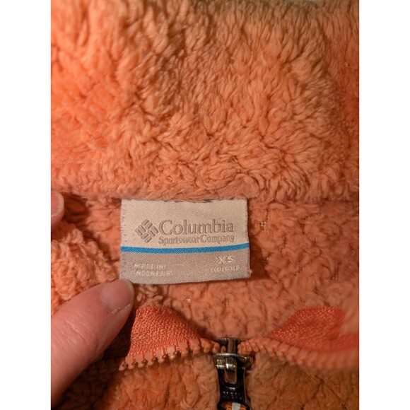 Columbia Fleece Fireside Jacket Girl's Size XS (6X) Coral Full Zip Camping Cute - Picture 3 of 8